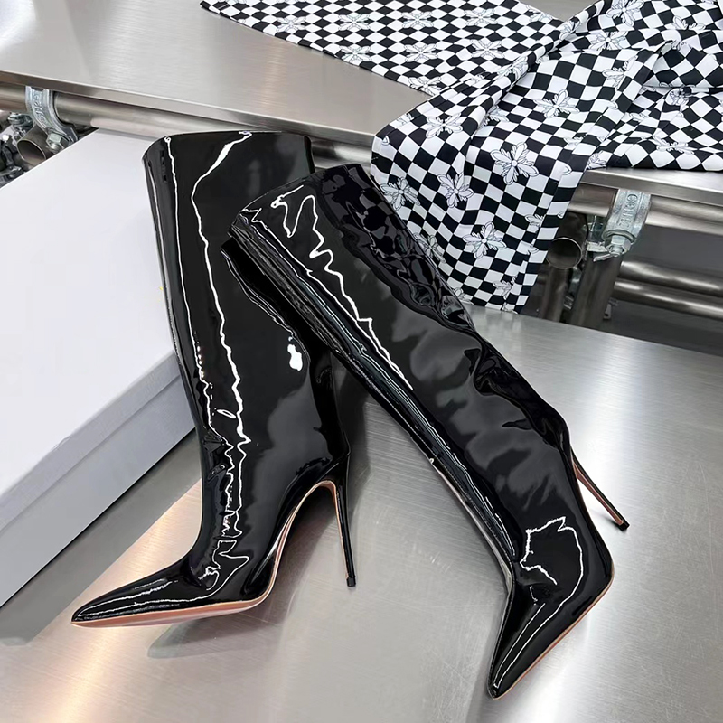 Amina muadi luxury fashion boots women's pointed patent leather shiny sexy autumn and winter 10.5cm night club banquet party thin high heel medium boots, Black
Amina muadi luxury fashion boots women's pointed patent leather shiny sexy autumn and winter 10.5cm night club banquet party thin high heel medium boots, Black