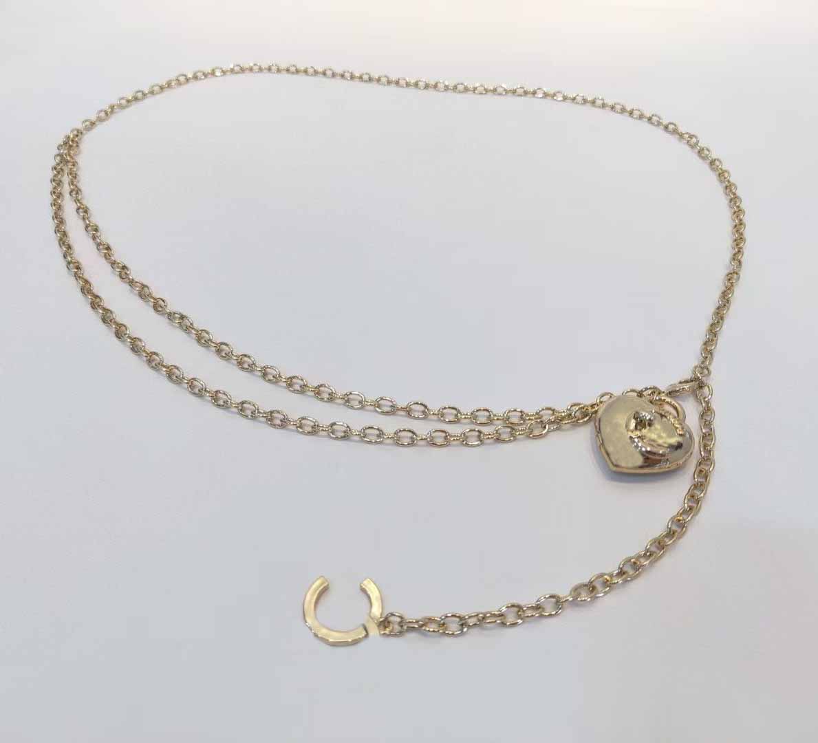 Top quality Charm waist belt with heart design in 18k gold plated have stamp PS7098A