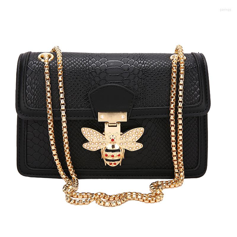 Shoulder Bags Fashion Snake Leather Square Large Capacity Bee Lock Summer Chain Womens Messenger Tote Bag Handbags For Women