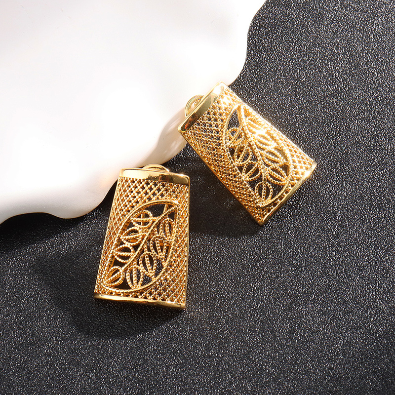 Other Jewelry Sets Dubai Leaf Gold Plated For Women African Bridal Wedding Gifts Party Necklace Earrings Ring Bracelet Set 220831