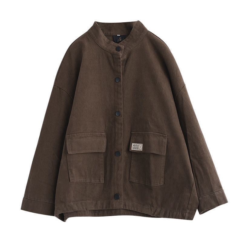 Womens Jackets Arrival Springautumn Women Loose Casual Long Sleeve Oneck Outerwear Coats Pocket Patchwork Single Breasted Jackets W778 220901