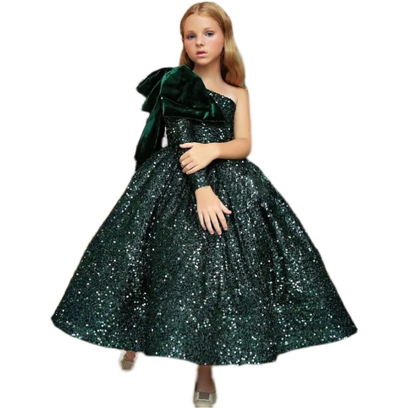 2023 sequined Flower Girl Dresses Kids Birthday Communion Dress green Girls Pageant gowns