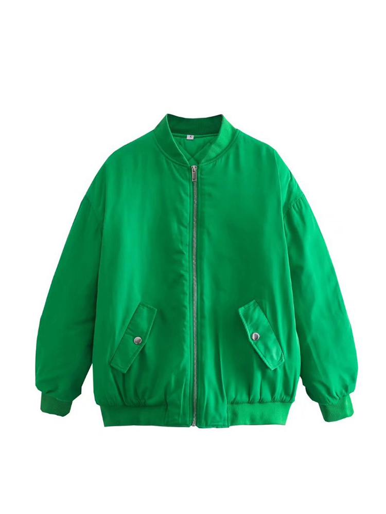 Womens Jacket Casual Solid Pocket Bomber Female Loose Cotton Clothing Coat Autumn Fashion Chic Warm Parka Outwear 220901