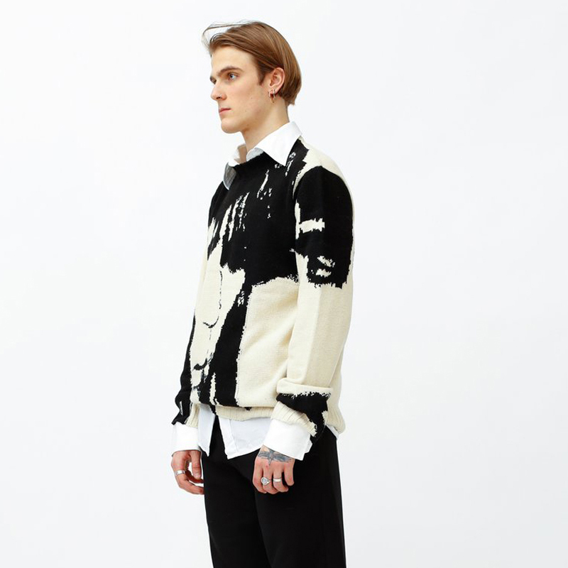 Men's Sweaters Mens Streetwear Harajuku Sweater Vintage Retro Japanese Style Anime Portrait Print Knitted Sweater Autumn Cotton Pullover 220831