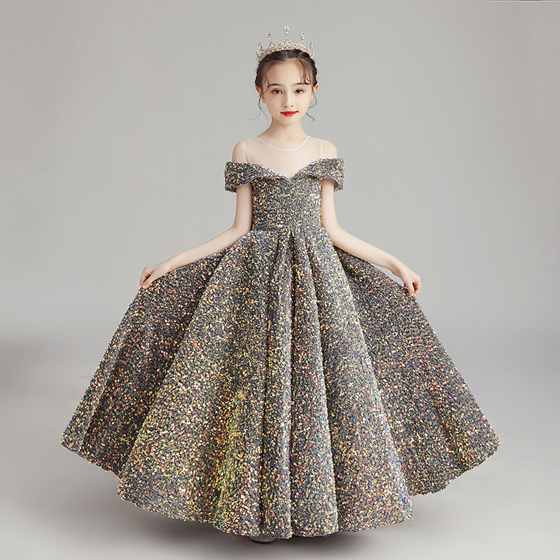 2023 sequined Flower Girls Dresses long Birthday Dresses Girls Pageant Gowns first holy communion wear