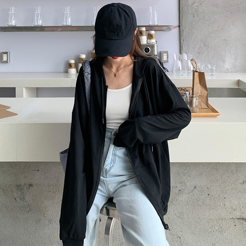 Womens Jackets ZZSYKD ZipUp Women Jacket Coats Korean Style Long Sleeve Hooded Outerwear Fashion Black Coat Warm Pockets Female Cotton Jackets 220901