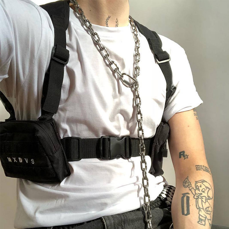 Waist Bags Unisex Black Chest Rig Streetwear Tactical Vest Hiphop Fashion Tactics Pack Woman Functional Square 220901