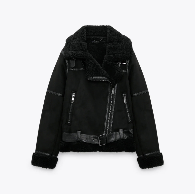 Womens Jackets Winter Womens Warm Padded Suede Artificial leather Lamb Jacket Short motorcycle jacket synthetic sheepskin leather jacket 220901