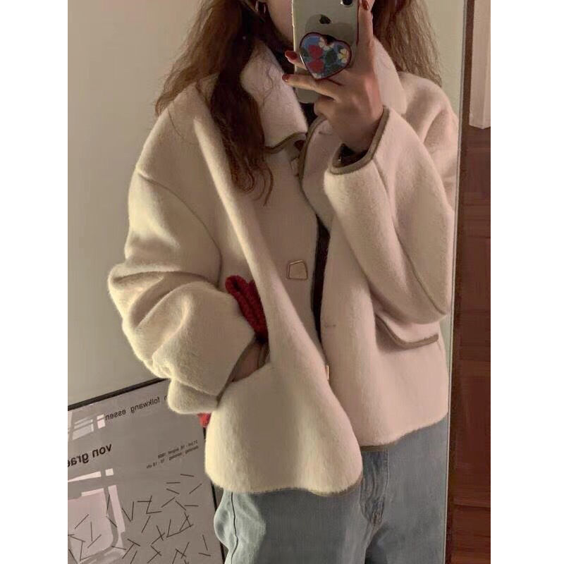 Womens Jackets Blends Women Wool Kawaii SPring Winter Leisure Fashion Allmatch Japanese Style Outwear Chic Long Sleeve Warm 220901