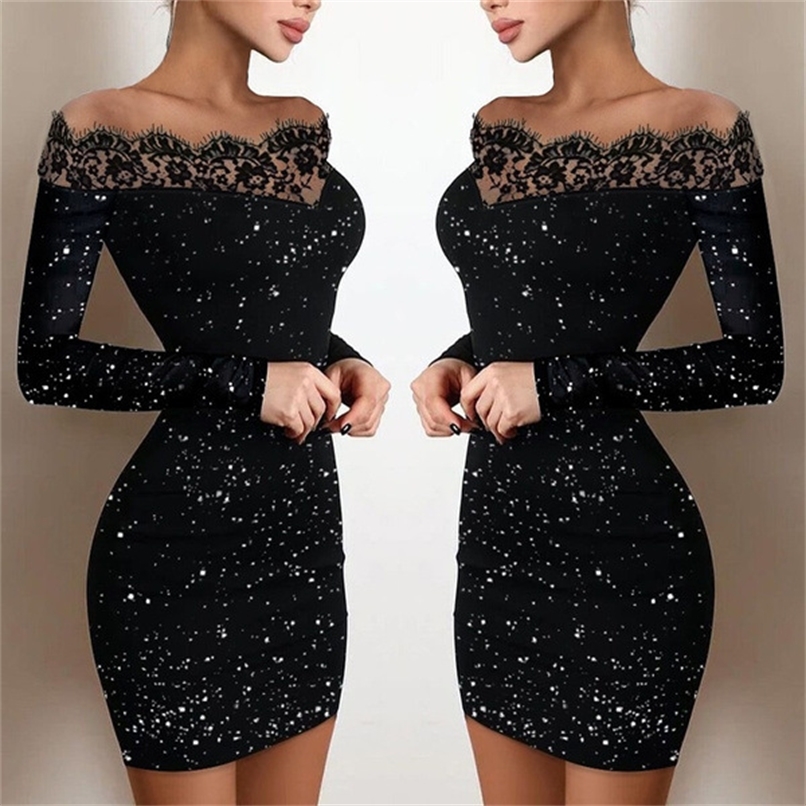 Party Dresses for Women Long Sleeve Lace Trim Sexy One Shoulder Silver Powder Mini Sleeveless Maxi Dress Vestidos Woman Clothing 220901, Black 
Party Dresses for Women Long Sleeve Lace Trim Sexy One Shoulder Silver Powder Mini Sleeveless Maxi Dress Vestidos Woman Clothing 220901, Black