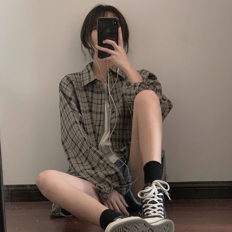 Womens Jackets Jackets Women Retro Plaid Ins Unisex Chic Allmatch Basic Teens Outwear Clothing Fall Harajuku Couples Coats Single Breasted 220901