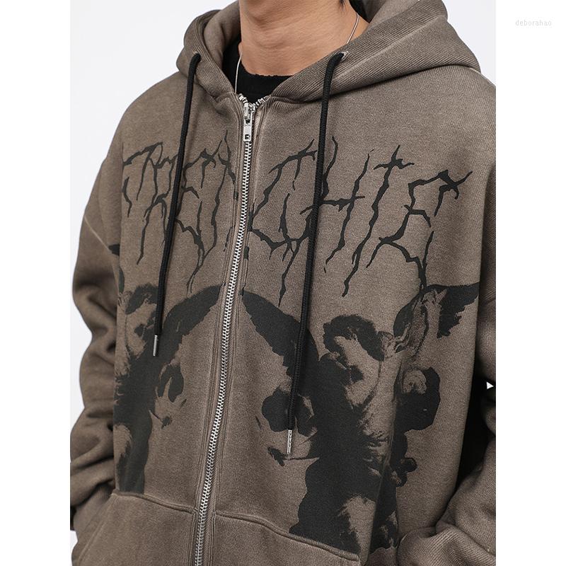 Men's Hoodies Y2k Hoodie Men Angel Dark Print Stranger Things Streetwear Anime Coat Harajuku Autumn Winter Jacket Zipper Punk Clothes, Brown
Men's Hoodies Y2k Hoodie Men Angel Dark Print Stranger Things Streetwear Anime Coat Harajuku Autumn Winter Jacket Zipper Punk Clothes, Brown