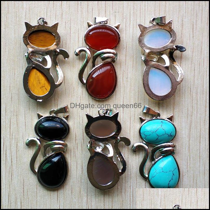 Charms Natural Stone Cat Shape Charms Pendants For Diy Jewelry Making Wholesale Drop Delivery 2021 Findings Components Dhseller2010 Dhvg3