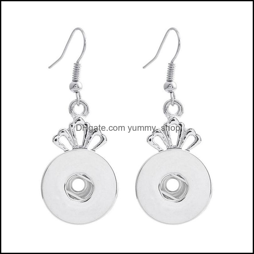 Charm 18Mm Snap Earrings Vintage Sier Crystal Pearl Crown Button Drop Jewelry For Women Party Gift Delivery 2021 Dhseller2010 Dhght