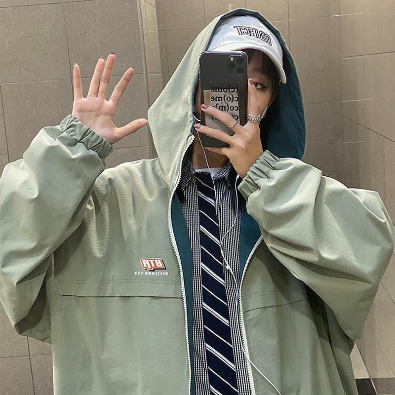 Womens Jackets Contrast Double Side Jackets Women Hooded Streetwear Boyfriend Outerwear Retro Baseball Loose Harajuku Cargo Coats Ins 220901