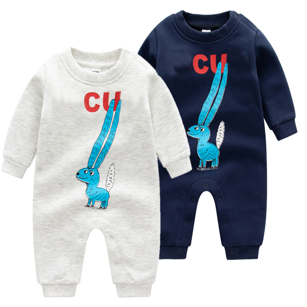 Rompers kids Designer autumn winter thick fleece Rompers baby boy girl summer top quality Long sleeve Combed cotton clothes 12 years old newborn Jumps