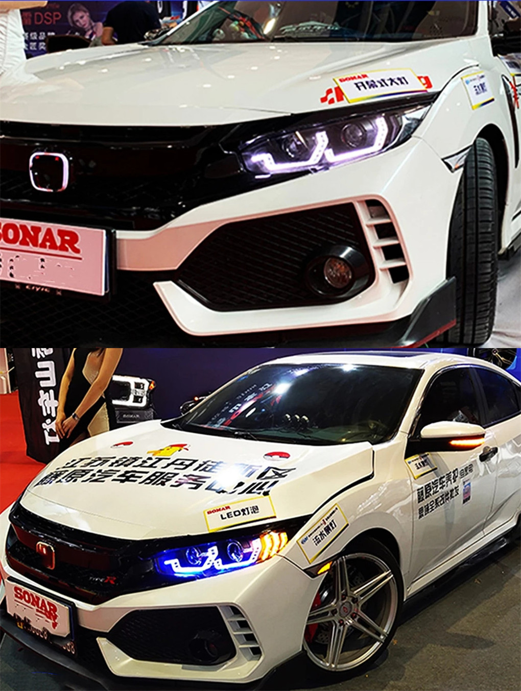 Auto Tuning Headlights for Honda Civic X G10 LED Headlight 20 16-2021 Blue DRL Driving Lights Streamer Turn Signal Front Lamp