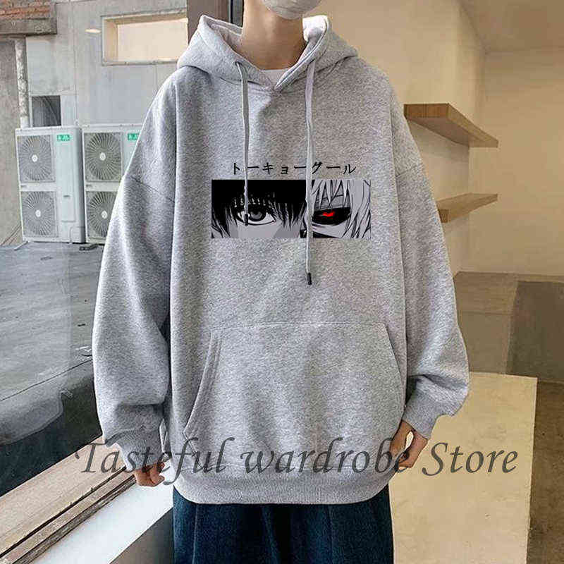 Men's Hoodies Sweatshirts Anime Tokyo Ghoul Hoodie Kaneki Ken Eyes Printed Sweater Loose Hip Hop Sweatshirts Oversized Harajuku Unisex Streetwear