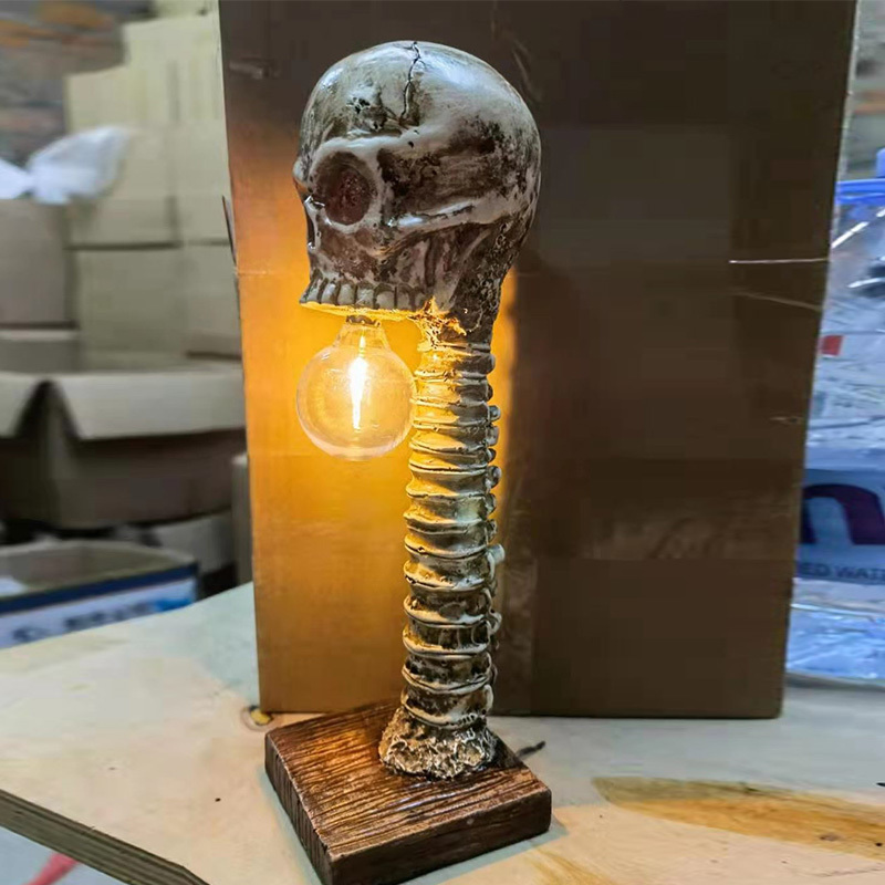 Other Festive Party Supplies Halloween Decoration Skull Skeleton Lamp Room Horror 3D Statue Table Light Ornament Haunted House Party Scary Props Home 