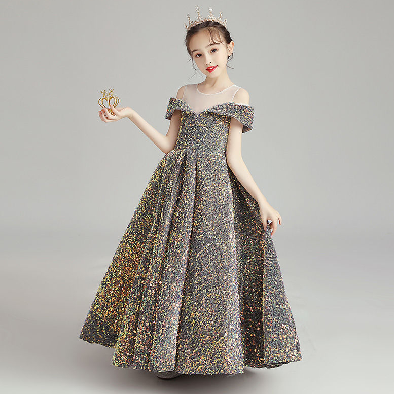 2023 sequined Flower Girls Dresses long Birthday Dresses Girls Pageant Gowns first holy communion wear