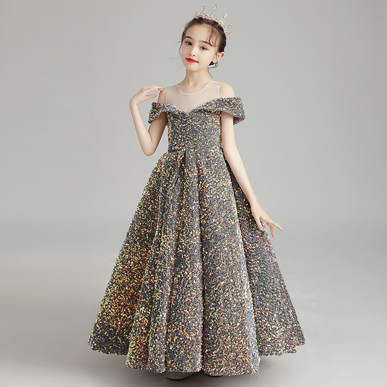 2023 sequined Flower Girls Dresses long Birthday Dresses Girls Pageant Gowns first holy communion wear