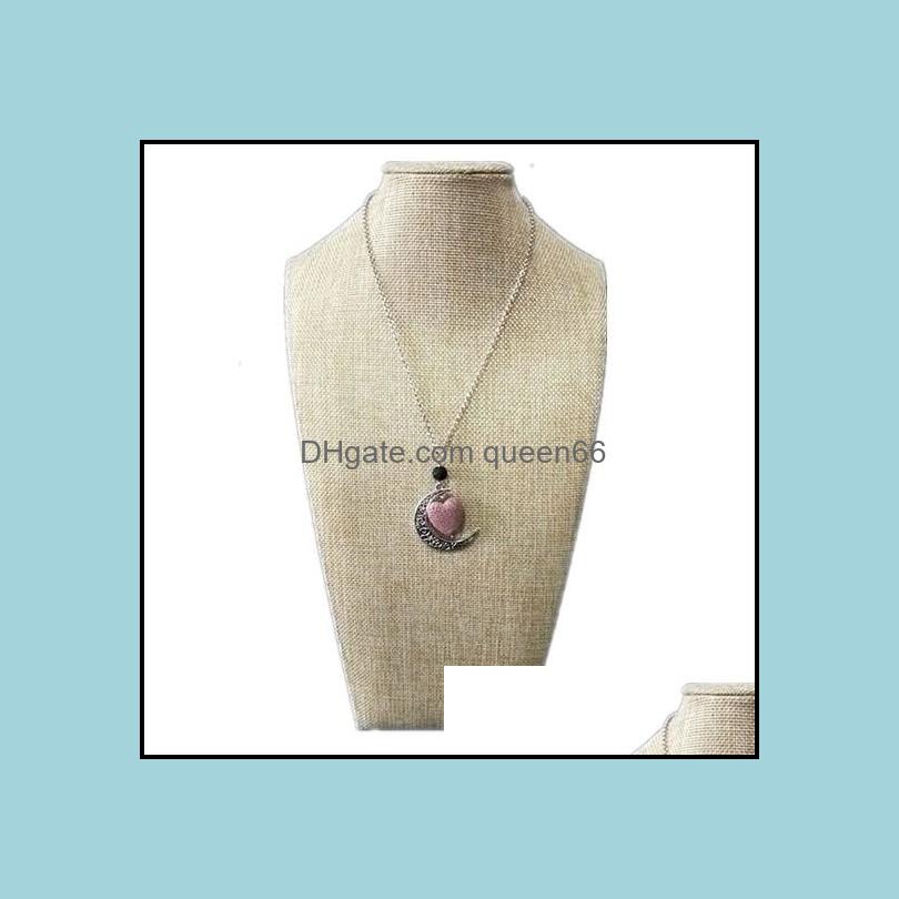 Pendant Necklaces Colorf Aromatherapy Heart Lava Stone Moon Charms Pendant Essential Oil Diffuser Necklace Jewelry Drop Delivery 2021 Dht1I