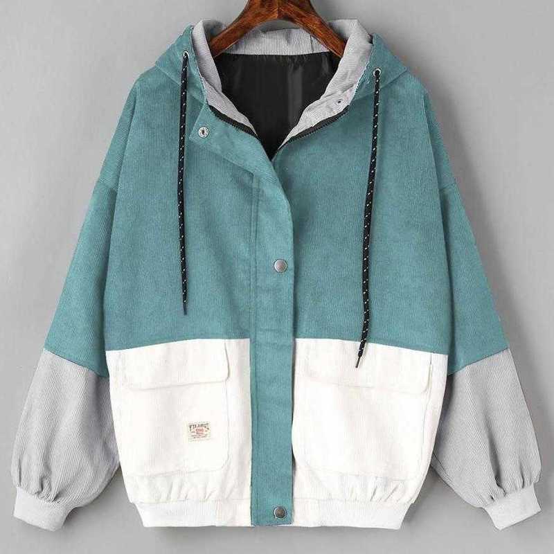 Womens Jackets Outerwear Coats Jackets Corduroy Patchwork Oversize Jackets Autumn Jacket Women Chaqueta Mujer Ceket Streetwear Coat Windbreaker 220901