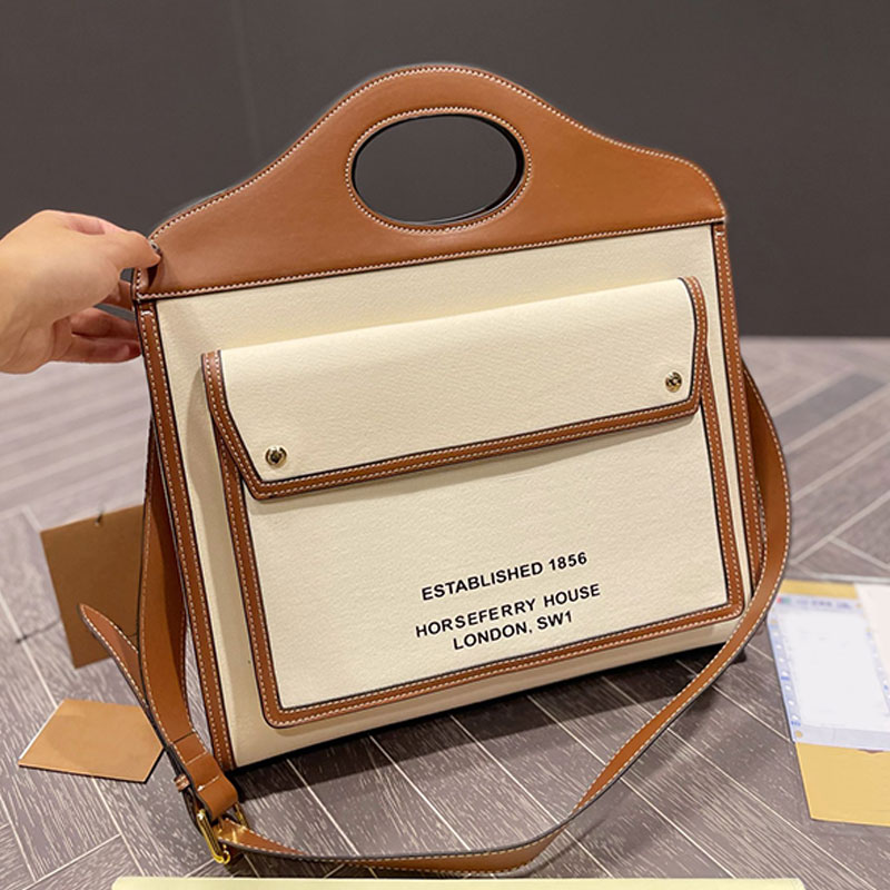 Canvas Tote Shopping Bag High Capacity Handbags Leather Strap Fashion Letters Gold Hardware Interior Pocket Bottom Nail Top Quality Handbag Purse