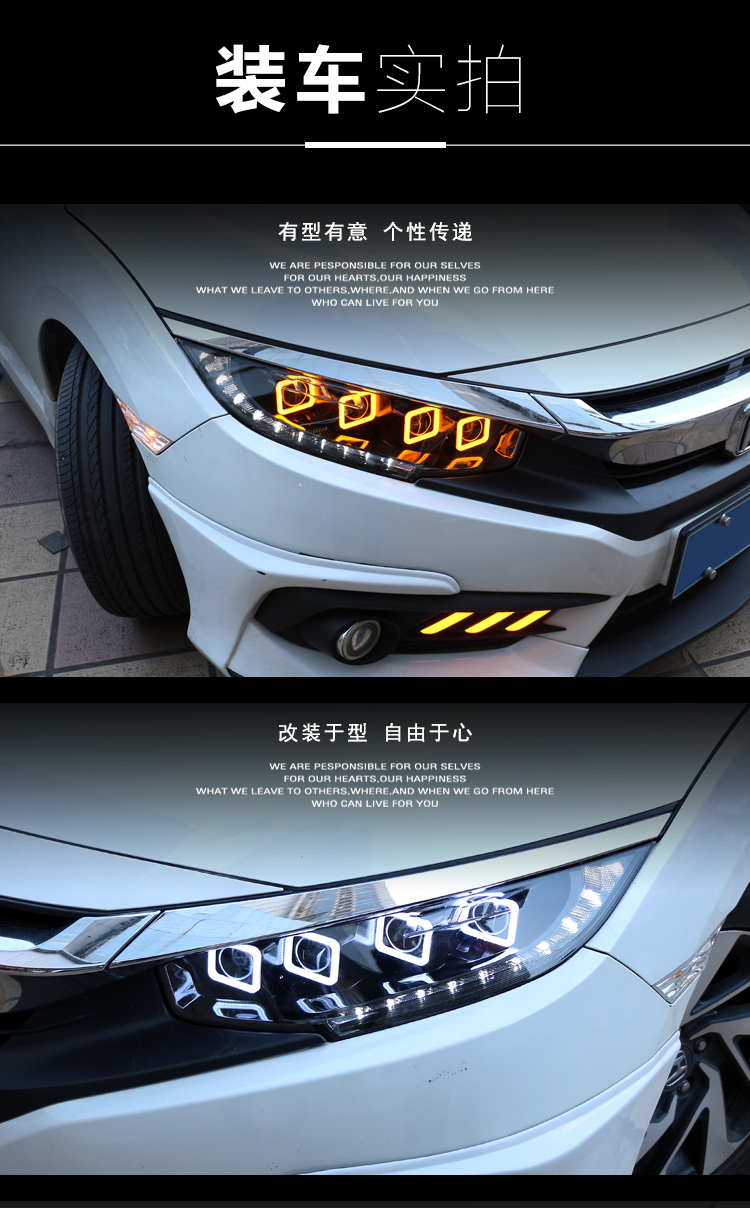 Headlights all LED for Honda CIVIC X G10 LED Headlight 20 16-2021 High Beam Daytime Running Lights Highlight Turn Signal