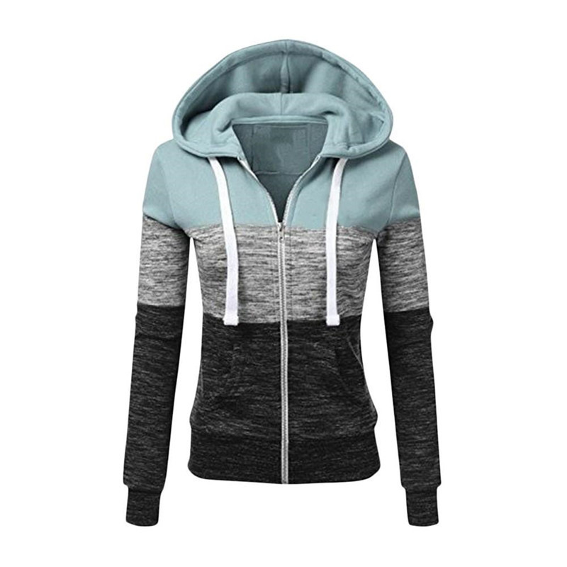 Womens Jackets Women Colorblock Hoodies Autumn Winter Casual Slim Drawstring Zip Up Sweatshirt Long Sleeve Pullovers Female Hoodie Jacket Tops 220901