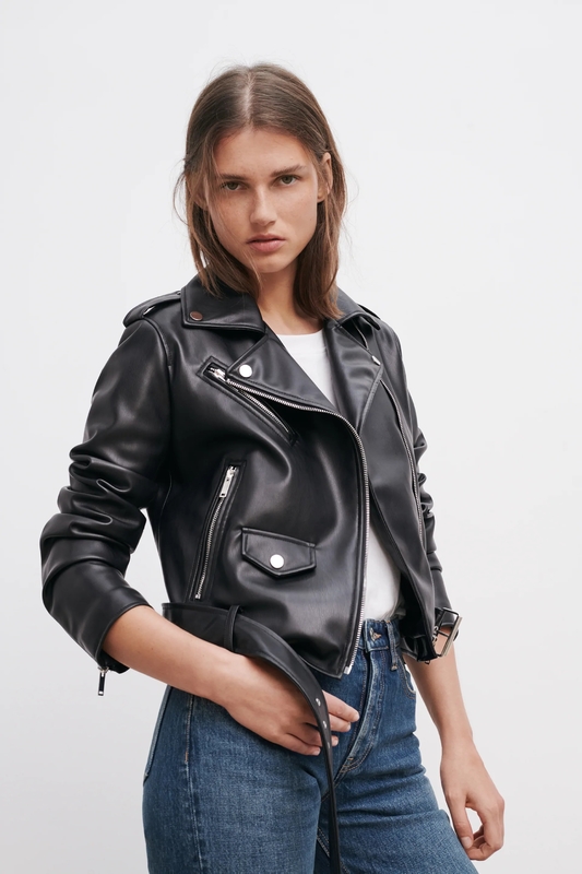 Womens Jackets Spring and Autumn belt detachable epaulet motorcycle jacket leather jacket 220901
