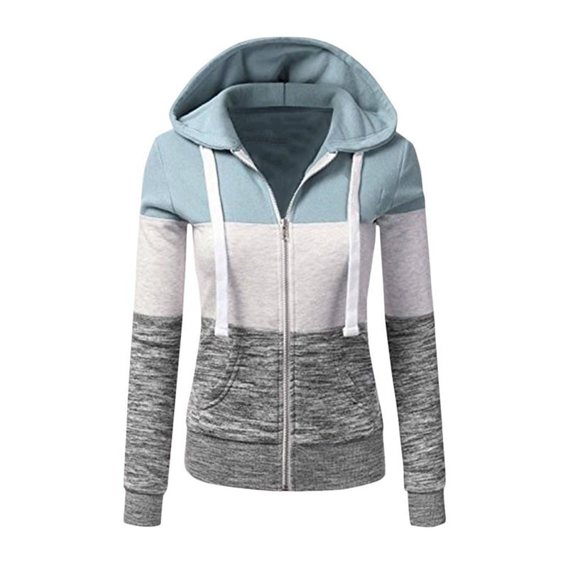 Womens Jackets Women Colorblock Hoodies Autumn Winter Casual Slim Drawstring Zip Up Sweatshirt Long Sleeve Pullovers Female Hoodie Jacket Tops 220901