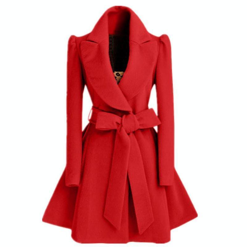 Womens Jackets Korean womens woolen windbreaker Overcoat jacket coats Red XL autumn and winter long windbreaker Overcoat fashion coat jacket 220901