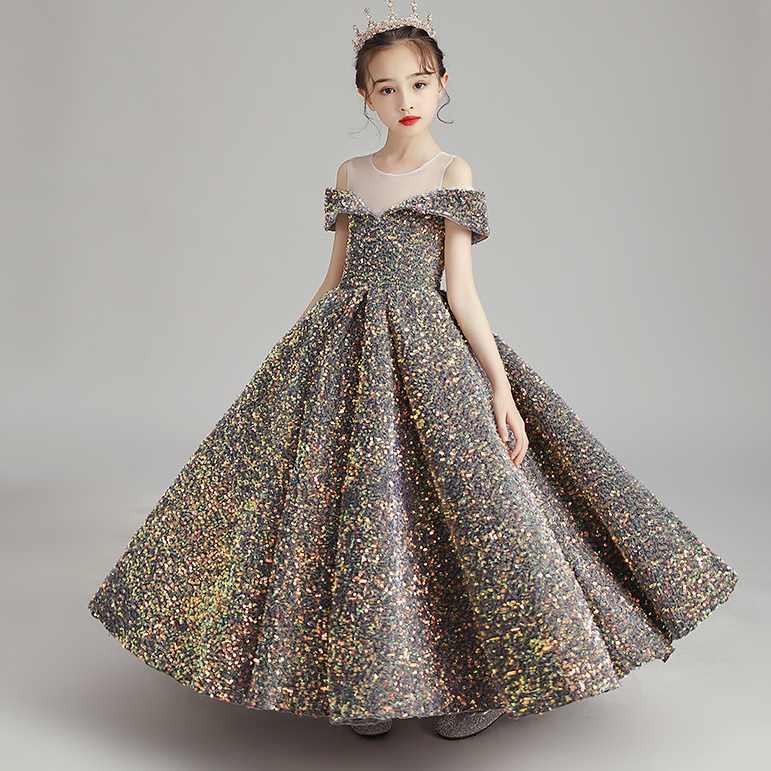 2023 sequined Flower Girls Dresses long Birthday Dresses Girls Pageant Gowns first holy communion wear
