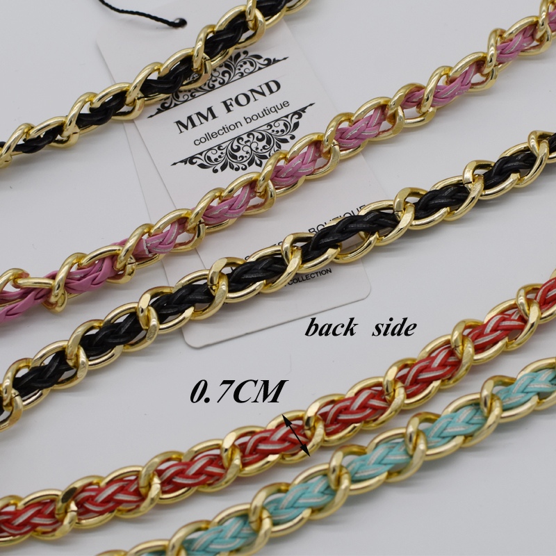 Bag Parts Accessories Brand design fashion women handbag chain strap super chic with colorful woven leather lady shoulder bag belts any length A368 22