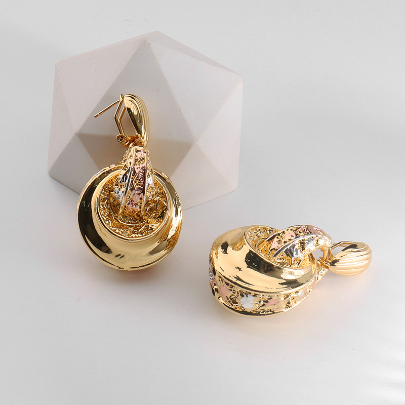 Other Jewelry Sets Dubai Trend Gold Plate Necklace Earring Set For Women African France Wedding Party Jewelery Ethiopia Bridal Gi 220831