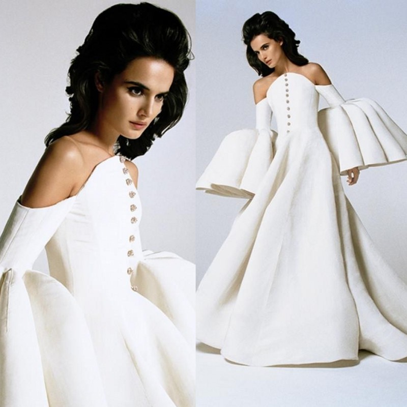 Ashi Studio Poet Sleeve Evening Dresses 2023 Dubai Off Shoulder Prom Dress Arabic Women Formal Party Dress Vestidos De Novia