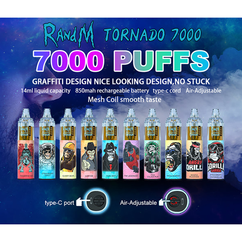ORIGINAL RANDM TORNADO E Cigarette Disposable Vape Pen Pod Device 7000 7K PUFFS 0/2/3/5 MESH COIL 15ML Capacity Vaporizer 750mah rechargeable Battery
ORIGINAL RANDM TORNADO E Cigarette Disposable Vape Pen Pod Device 7000 7K PUFFS 0/2/3/5 MESH COIL 15ML Capacity Vaporizer 750mah rechargeable Battery