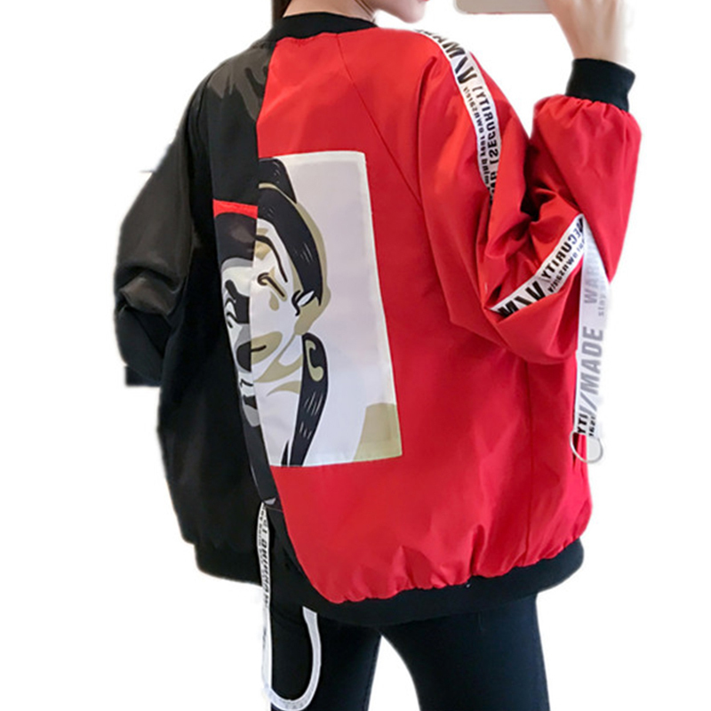 Womens Jackets Jackets Women Clown Print Womens Basic Jacket Fashion Thin Girl Chic Windbreaker Outwear Bomber Female Baseball Women Coat 220901