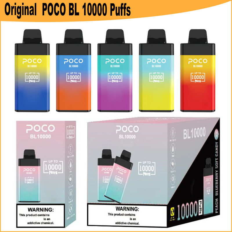 Original 10000 Puff POCO BL Disposable Vape Pen E Cigarette With Airflow Control Rechargeable 650mAh Battery Mesh Coil 20ml Prefilled 0% 2% 5% Pod Big Vapor Kit