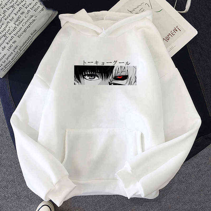 Men's Hoodies Sweatshirts Anime Tokyo Ghoul Hoodie Kaneki Ken Eyes Printed Sweater Loose Hip Hop Sweatshirts Oversized Harajuku Unisex Streetwear