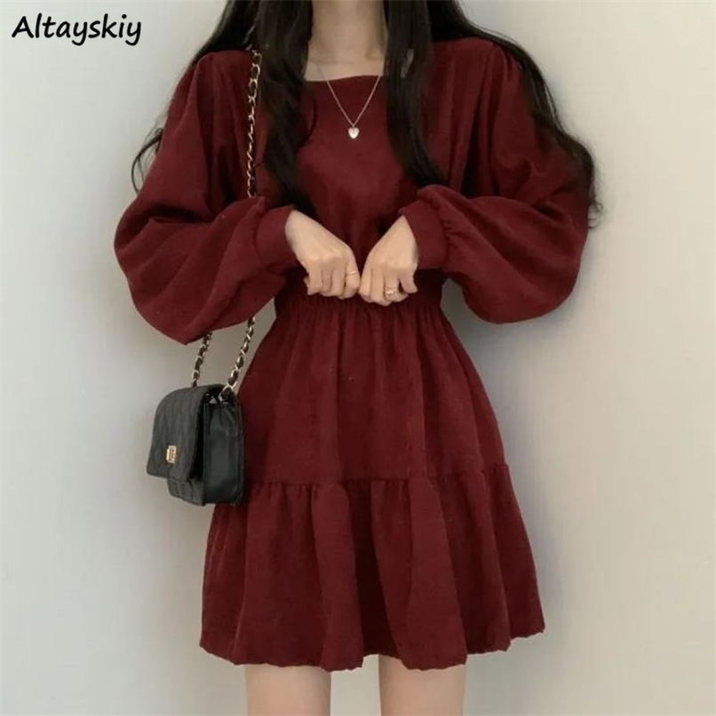 Casual Dresses Women Long Sleeve Solid Color Square Collar Aline Sweet Vintage Design High Waist Mini Length Soft Chic Korean Elegant 220901, Apricot
Casual Dresses Women Long Sleeve Solid Color Square Collar Aline Sweet Vintage Design High Waist Mini Length Soft Chic Korean Elegant 220901, Apricot