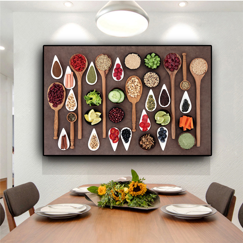 Canvas Painting Fruit Vegetables Grains Spices Spoon Kitchen Cooking Cuadros Posters and Print Wall Art Food Picture Living Room
Canvas Painting Fruit Vegetables Grains Spices Spoon Kitchen Cooking Cuadros Posters and Print Wall Art Food Picture Living Room