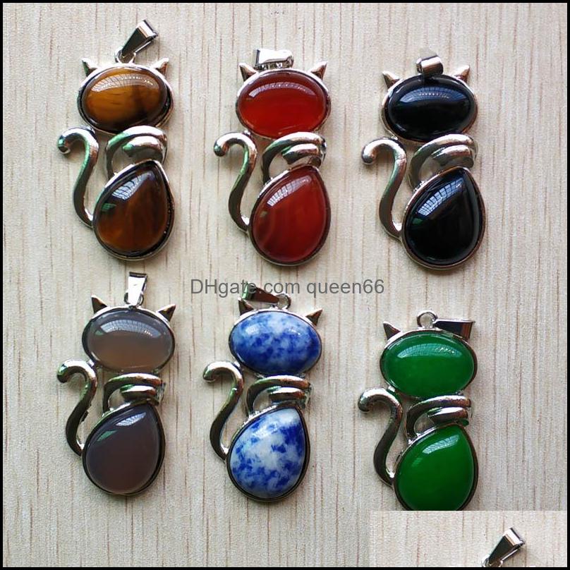 Charms Natural Stone Cat Shape Charms Pendants For Diy Jewelry Making Wholesale Drop Delivery 2021 Findings Components Dhseller2010 Dhvg3