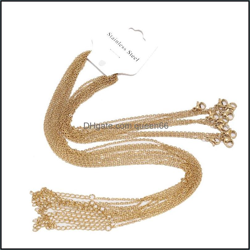 Chains Stainless Steel 18K Gold Chain Necklace Wholesale 45Cmand5Cm O Chains Fit Diy Pendant Necklaces Bk Drop Delivery 2021 Jewelry Dhmmg