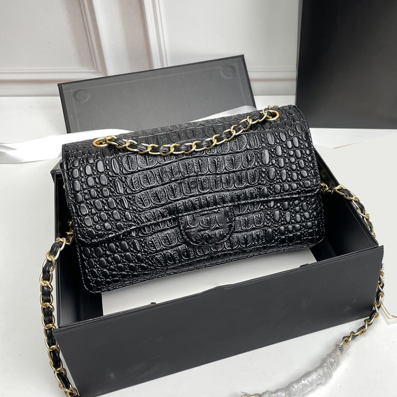Shoulder Bags FW Ss Classic Double Flap Alligator Calfskin Bags GoldBlackSilver GHW Metal Hardware Matelasse Chain Crossbody Dhoulder Pursde, Gold
Shoulder Bags FW Ss Classic Double Flap Alligator Calfskin Bags GoldBlackSilver GHW Metal Hardware Matelasse Chain Crossbody Dhoulder Pursde, Gold