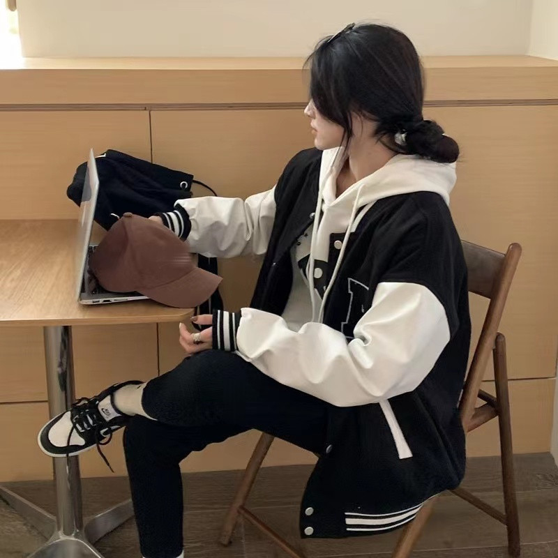 Womens Jackets Autumn Winter Fashion Bomber Jackets for Women Streetwear Baseball Uniform Oversized Coat Jackets and Coats Loose student 220901