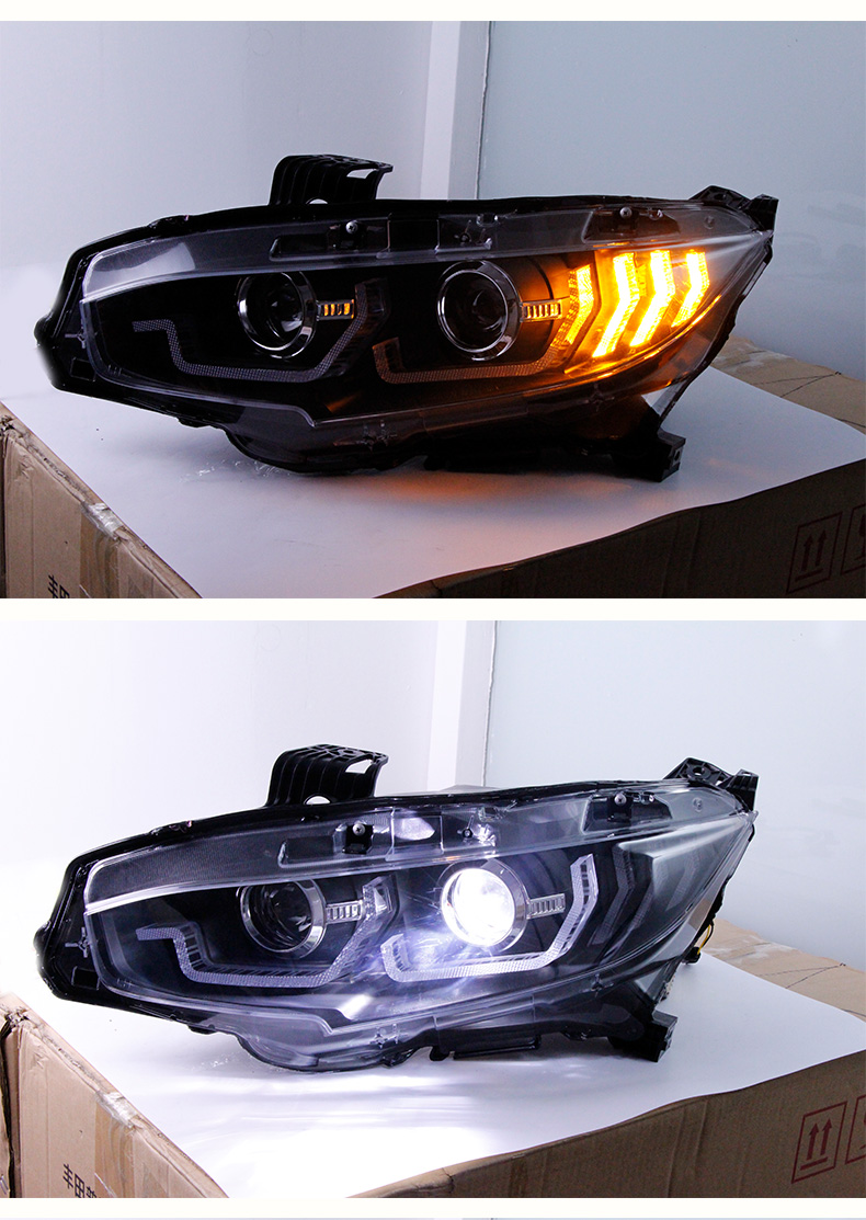 Auto Tuning Headlights for Honda Civic X G10 LED Headlight 20 16-2021 Blue DRL Driving Lights Streamer Turn Signal Front Lamp
