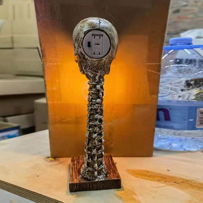 Other Festive Party Supplies Halloween Decoration Skull Skeleton Lamp Room Horror 3D Statue Table Light Ornament Haunted House Party Scary Props Home 