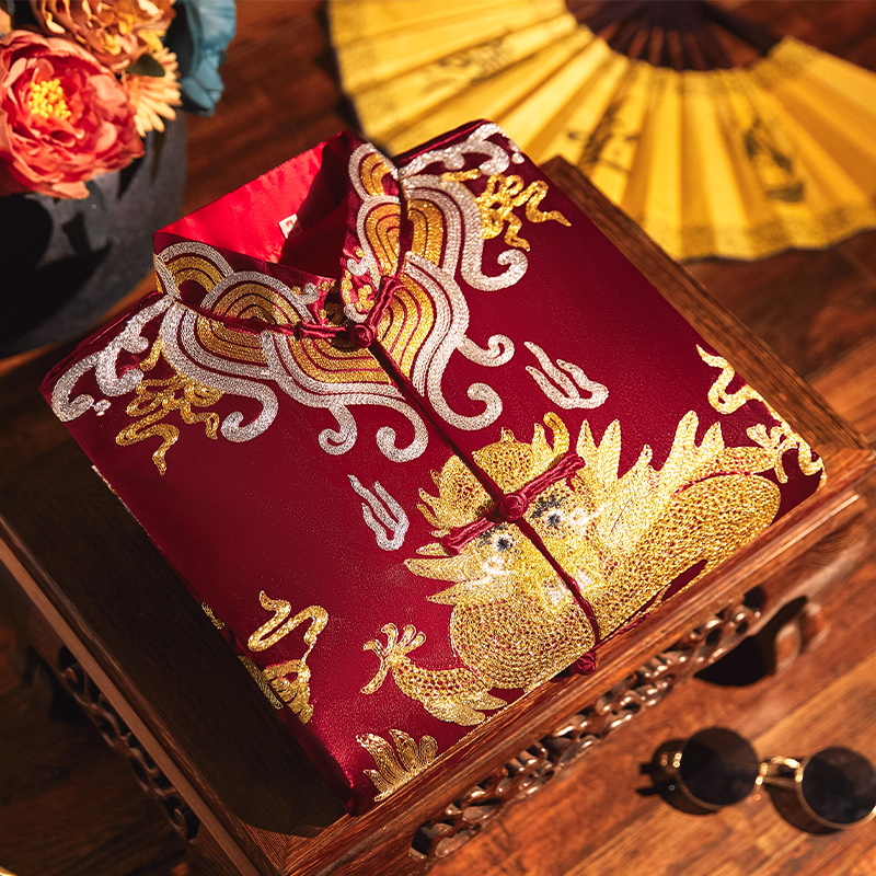 Vintage ethnic clothing men's Tang suit set traditional Chinese Wedding costume Embroidered Dragon gown male Cheongsam